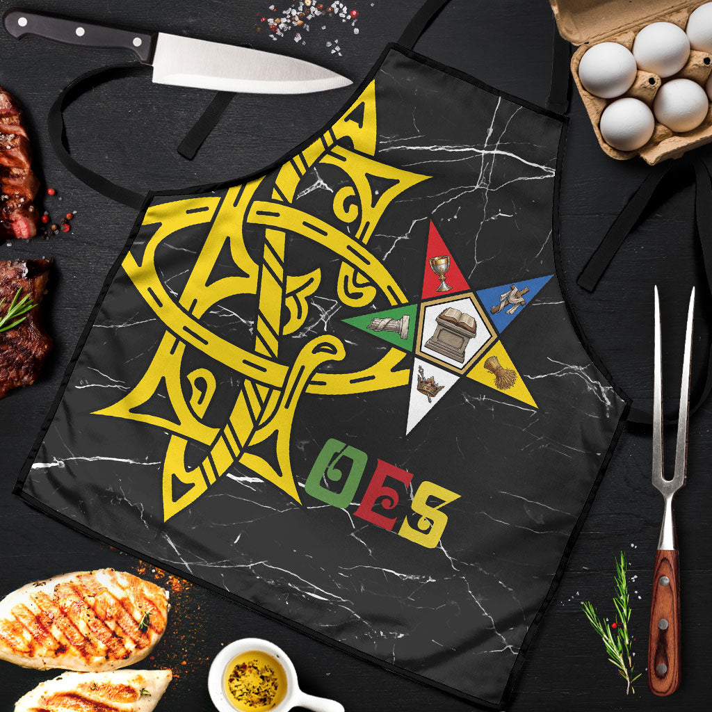 OES Order Of The Eastern Star Apron Five Pointed Star Emblem On Black Marble Texture
