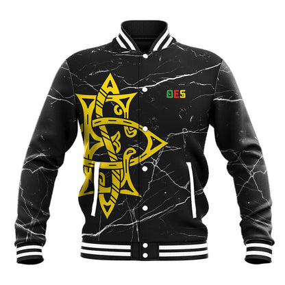 OES Order Of The Eastern Star Baseball Jacket Five Pointed Star Emblem On Black Marble Texture