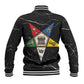 OES Order Of The Eastern Star Baseball Jacket Five Pointed Star Emblem On Black Marble Texture