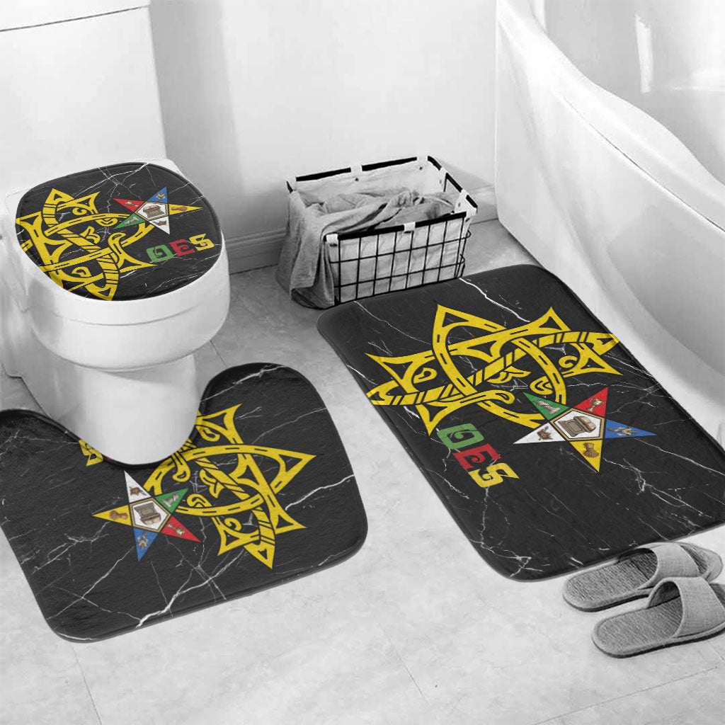 OES Order Of The Eastern Star Bathroom Set Five Pointed Star Emblem On Black Marble Texture