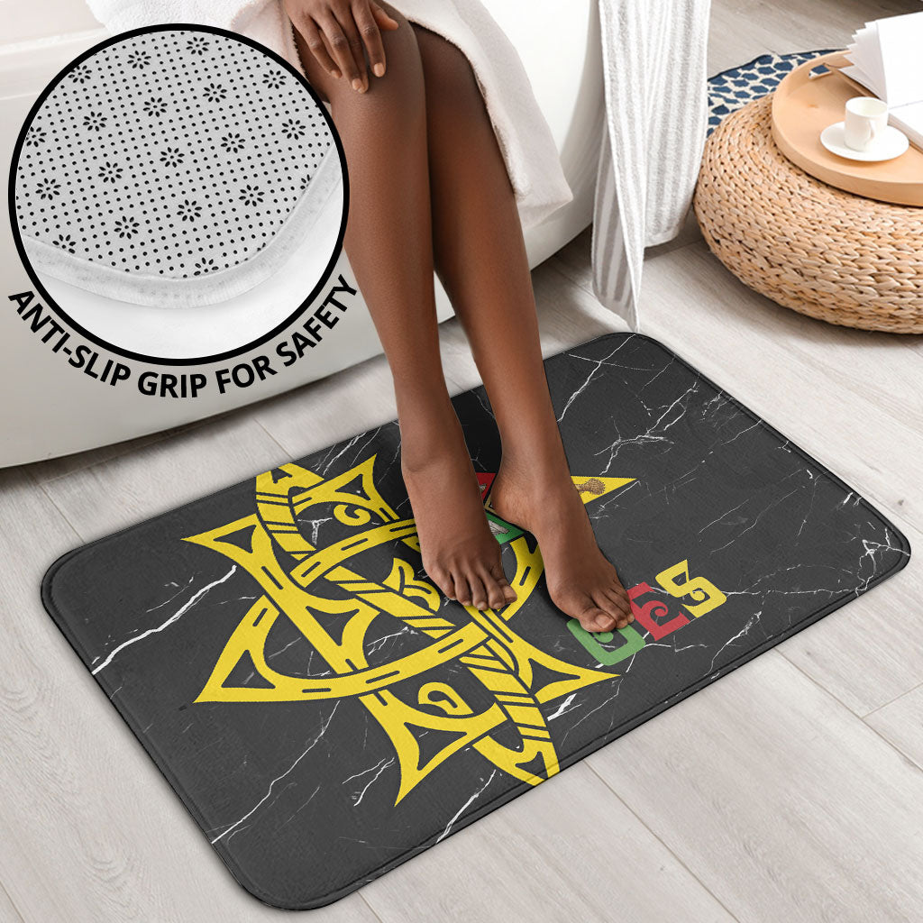 OES Order Of The Eastern Star Bathroom Set Five Pointed Star Emblem On Black Marble Texture