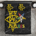OES Order Of The Eastern Star Bedding Set Five Pointed Star Emblem On Black Marble Texture