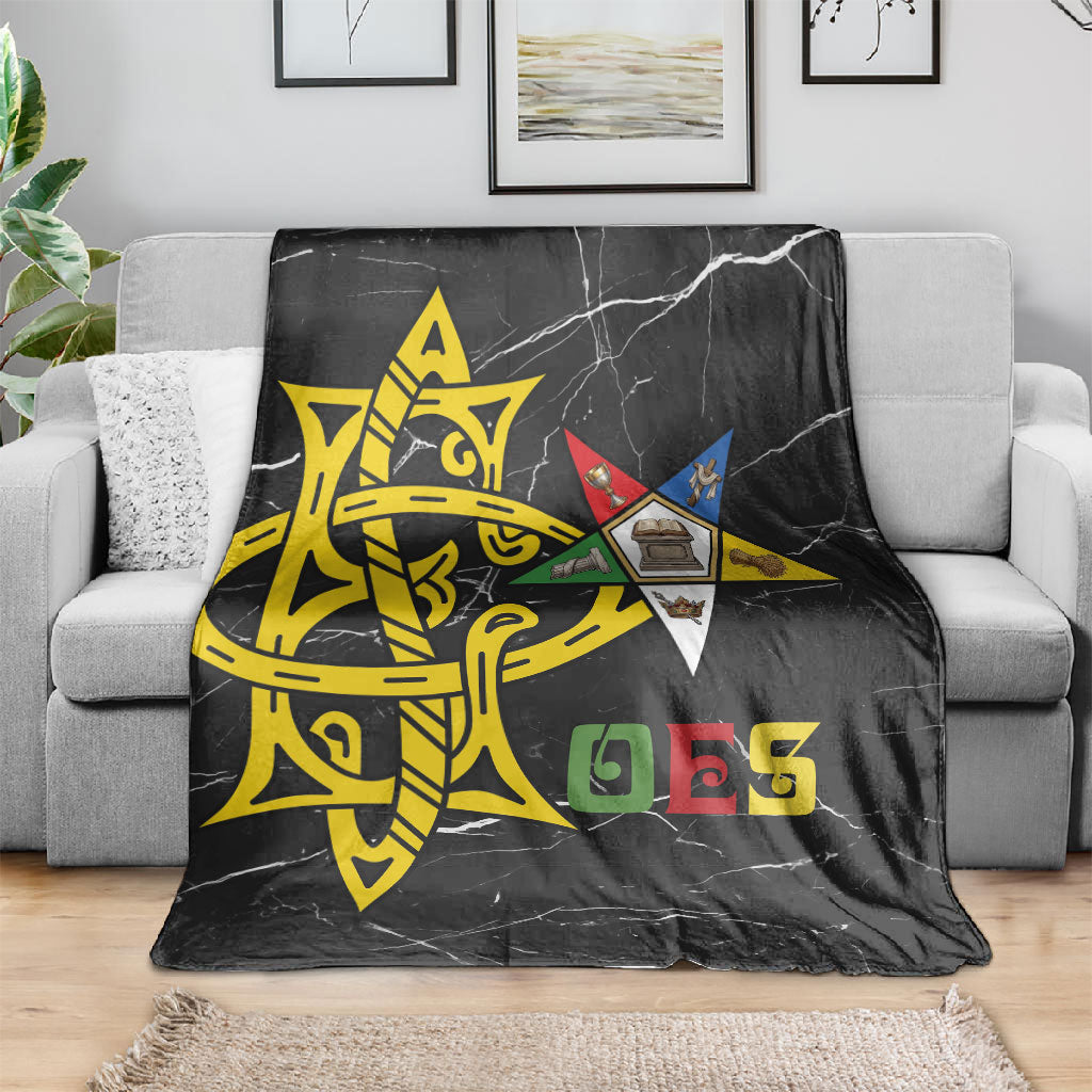 OES Order Of The Eastern Star Blanket Five Pointed Star Emblem On Black Marble Texture
