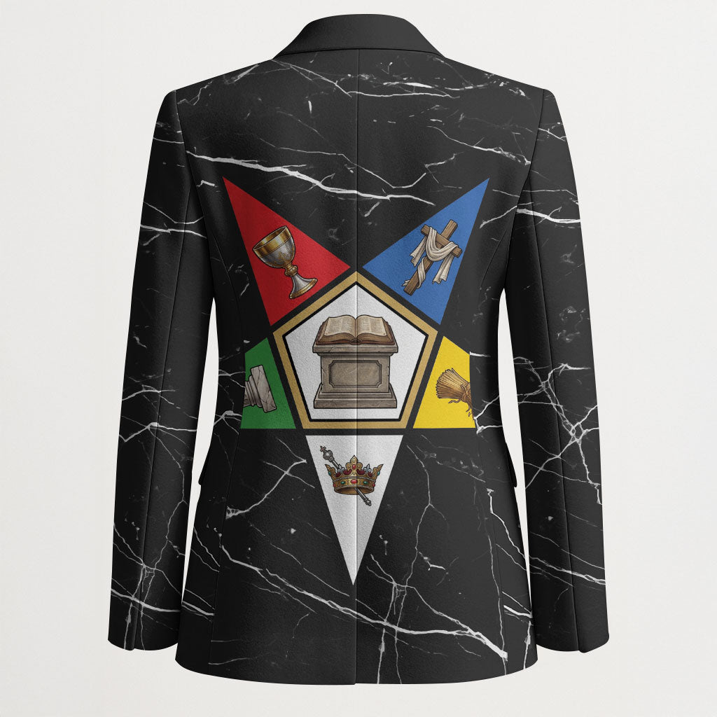 OES Order Of The Eastern Star Blazer Five Pointed Star Emblem On Black Marble Texture