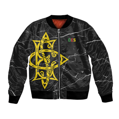OES Order Of The Eastern Star Bomber Jacket Five Pointed Star Emblem On Black Marble Texture