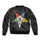OES Order Of The Eastern Star Bomber Jacket Five Pointed Star Emblem On Black Marble Texture