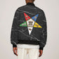 OES Order Of The Eastern Star Bomber Jacket Five Pointed Star Emblem On Black Marble Texture