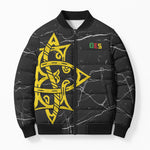 OES Order Of The Eastern Star Bomber Puffer Jacket Five Pointed Star Emblem On Black Marble Texture