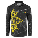 OES Order Of The Eastern Star Button Sweatshirt Five Pointed Star Emblem On Black Marble Texture