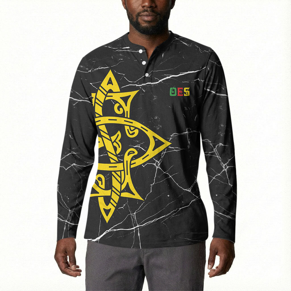 OES Order Of The Eastern Star Button Sweatshirt Five Pointed Star Emblem On Black Marble Texture
