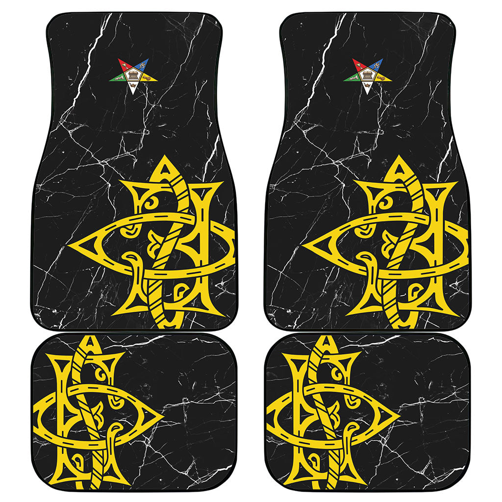 OES Order Of The Eastern Star Car Mats Five Pointed Star Emblem On Black Marble Texture