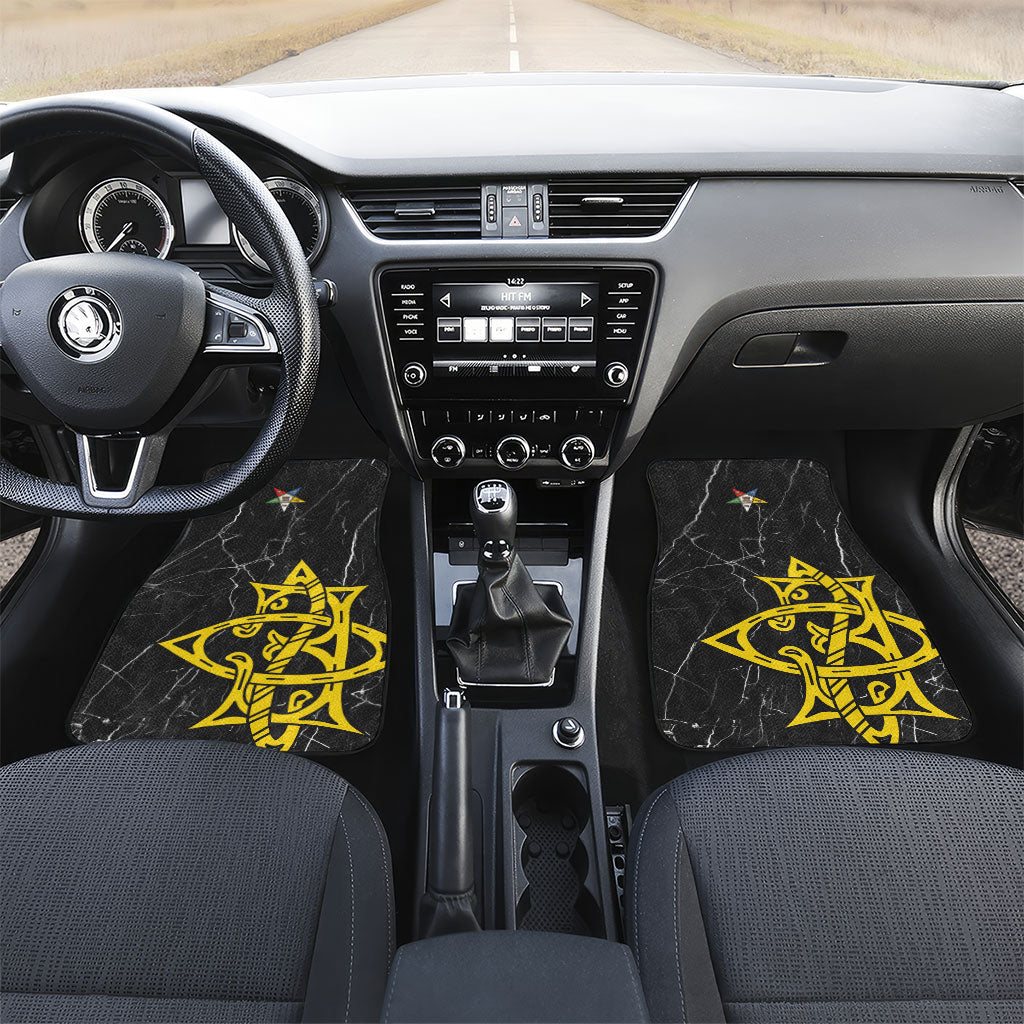 OES Order Of The Eastern Star Car Mats Five Pointed Star Emblem On Black Marble Texture