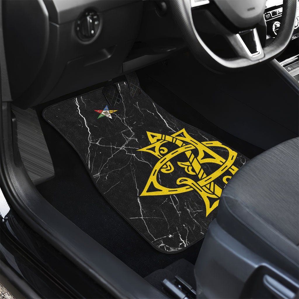 OES Order Of The Eastern Star Car Mats Five Pointed Star Emblem On Black Marble Texture