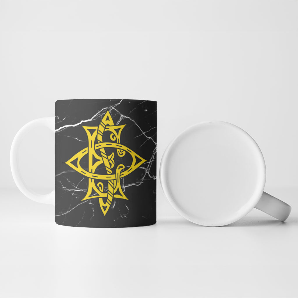 OES Order Of The Eastern Star Ceramic Mug Five Pointed Star Emblem On Black Marble Texture