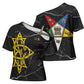 OES Order Of The Eastern Star Cross Shoulder Shirt Five Pointed Star Emblem On Black Marble Texture