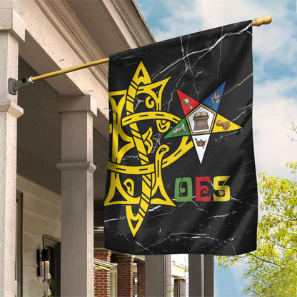 OES Order Of The Eastern Star Garden Flag Five Pointed Star Emblem On Black Marble Texture