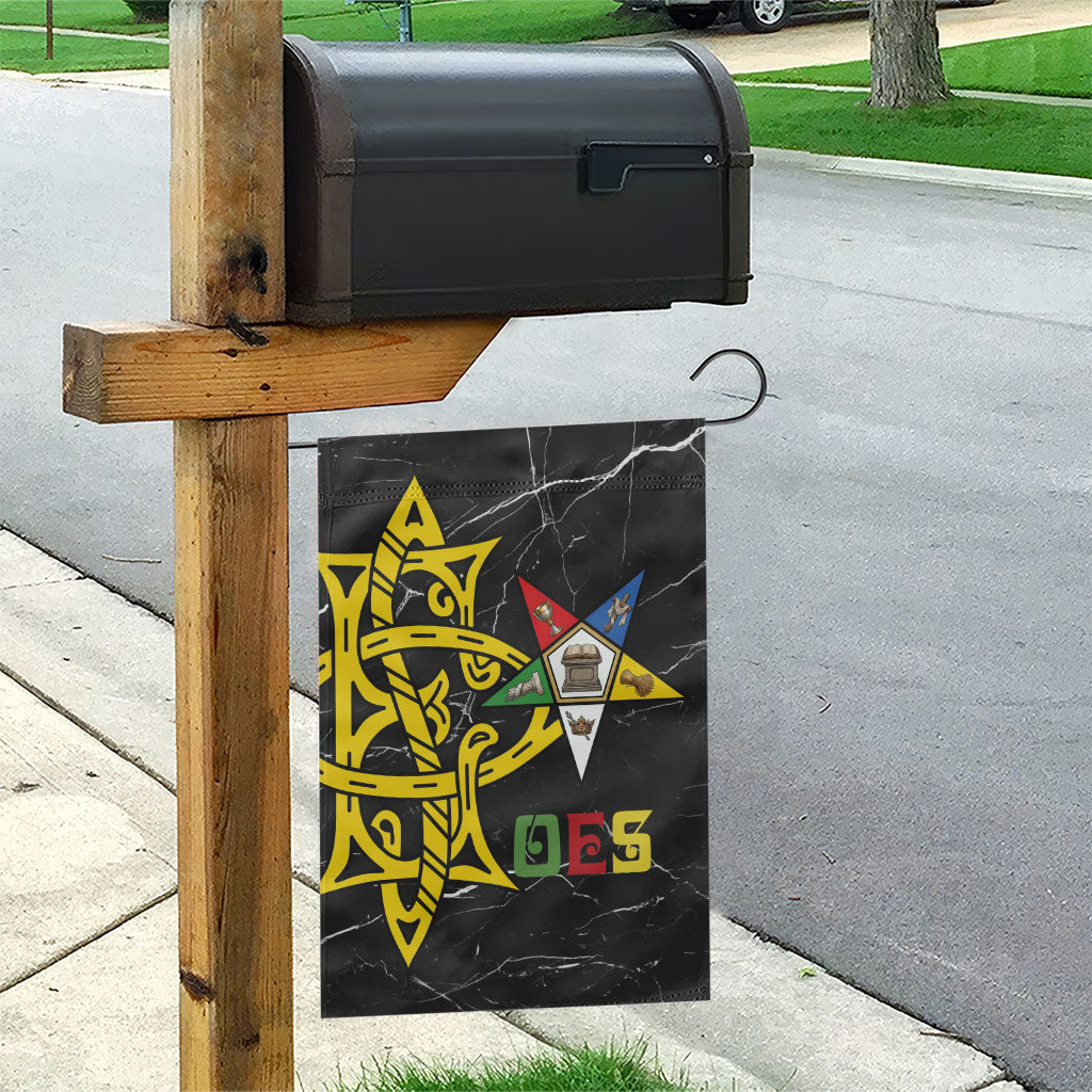 OES Order Of The Eastern Star Garden Flag Five Pointed Star Emblem On Black Marble Texture