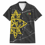 OES Order Of The Eastern Star Hawaiian Shirt Five Pointed Star Emblem On Black Marble Texture
