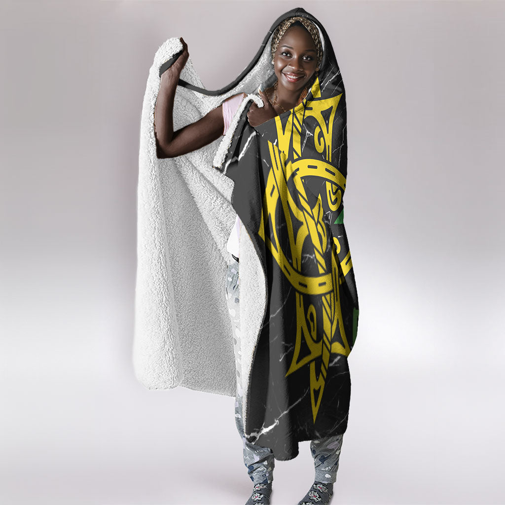 OES Order Of The Eastern Star Hooded Blanket Five Pointed Star Emblem On Black Marble Texture