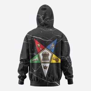 OES Order Of The Eastern Star Hoodie Five Pointed Star Emblem On Black Marble Texture