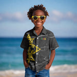 OES Order Of The Eastern Star Kid Hawaiian Shirt Five Pointed Star Emblem On Black Marble Texture
