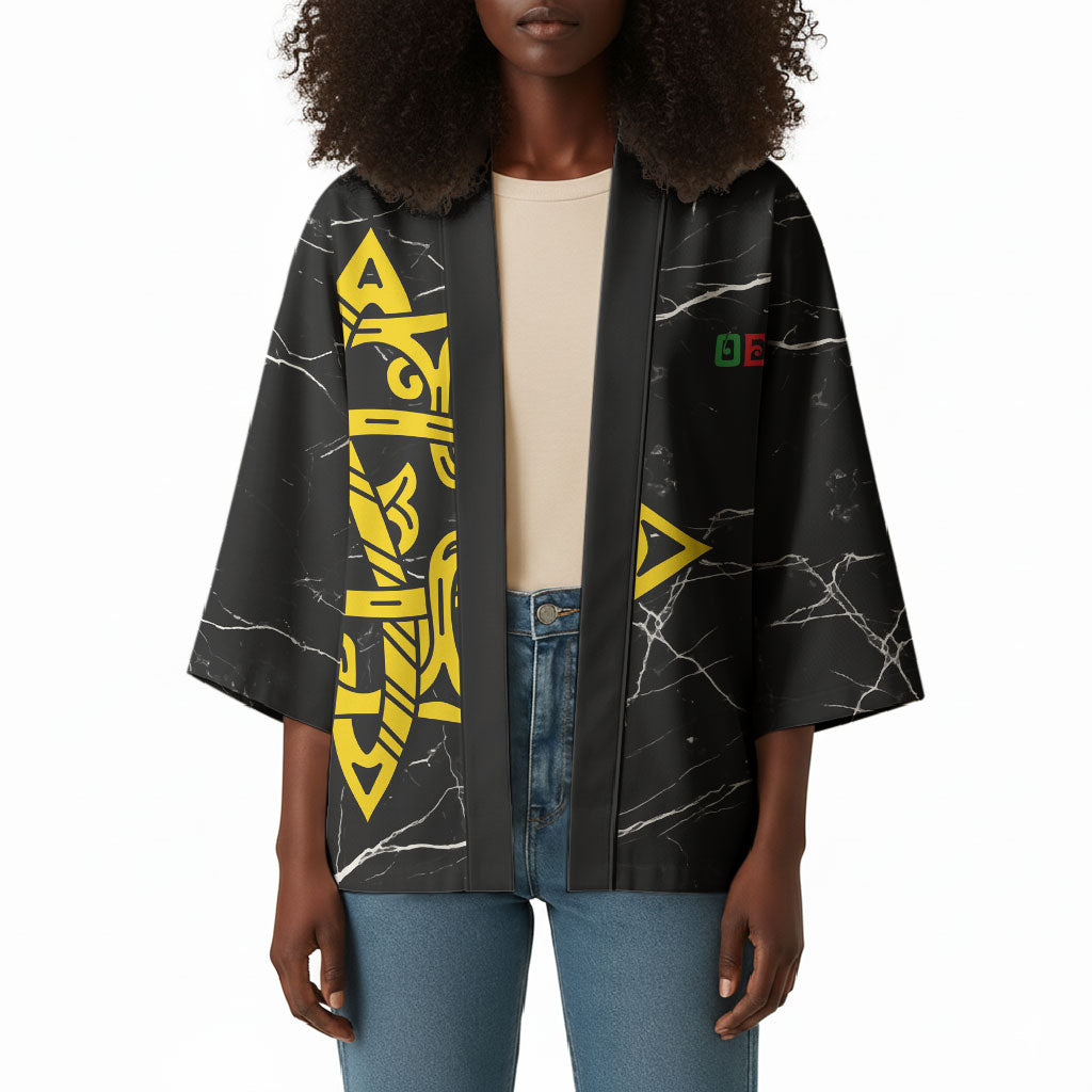 OES Order Of The Eastern Star Kimono Five Pointed Star Emblem On Black Marble Texture