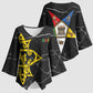 OES Order Of The Eastern Star Kimono Sleeve Blouse Five Pointed Star Emblem On Black Marble Texture