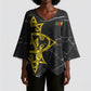 OES Order Of The Eastern Star Kimono Sleeve Blouse Five Pointed Star Emblem On Black Marble Texture