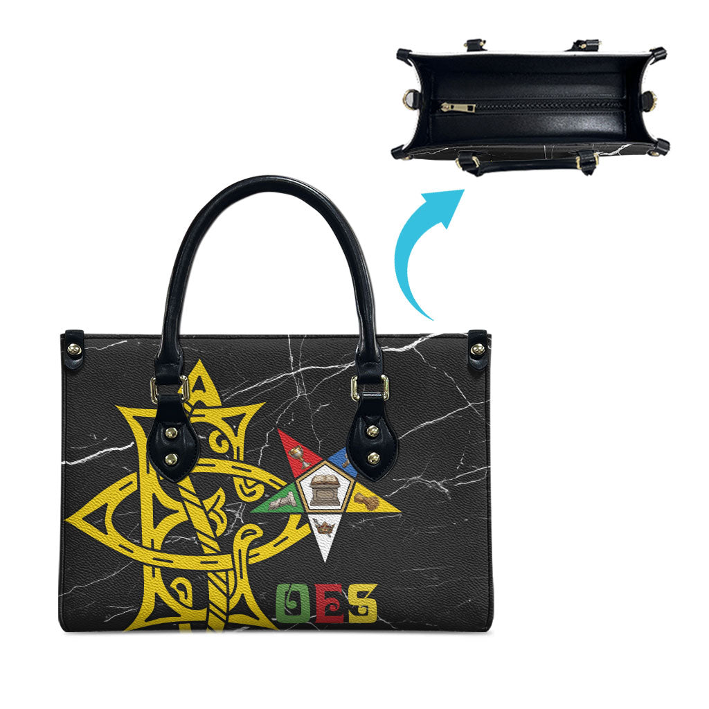 OES Order Of The Eastern Star Leather Bag Five Pointed Star Emblem On Black Marble Texture