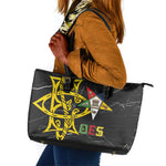 OES Order Of The Eastern Star Leather Tote Bag Five Pointed Star Emblem On Black Marble Texture