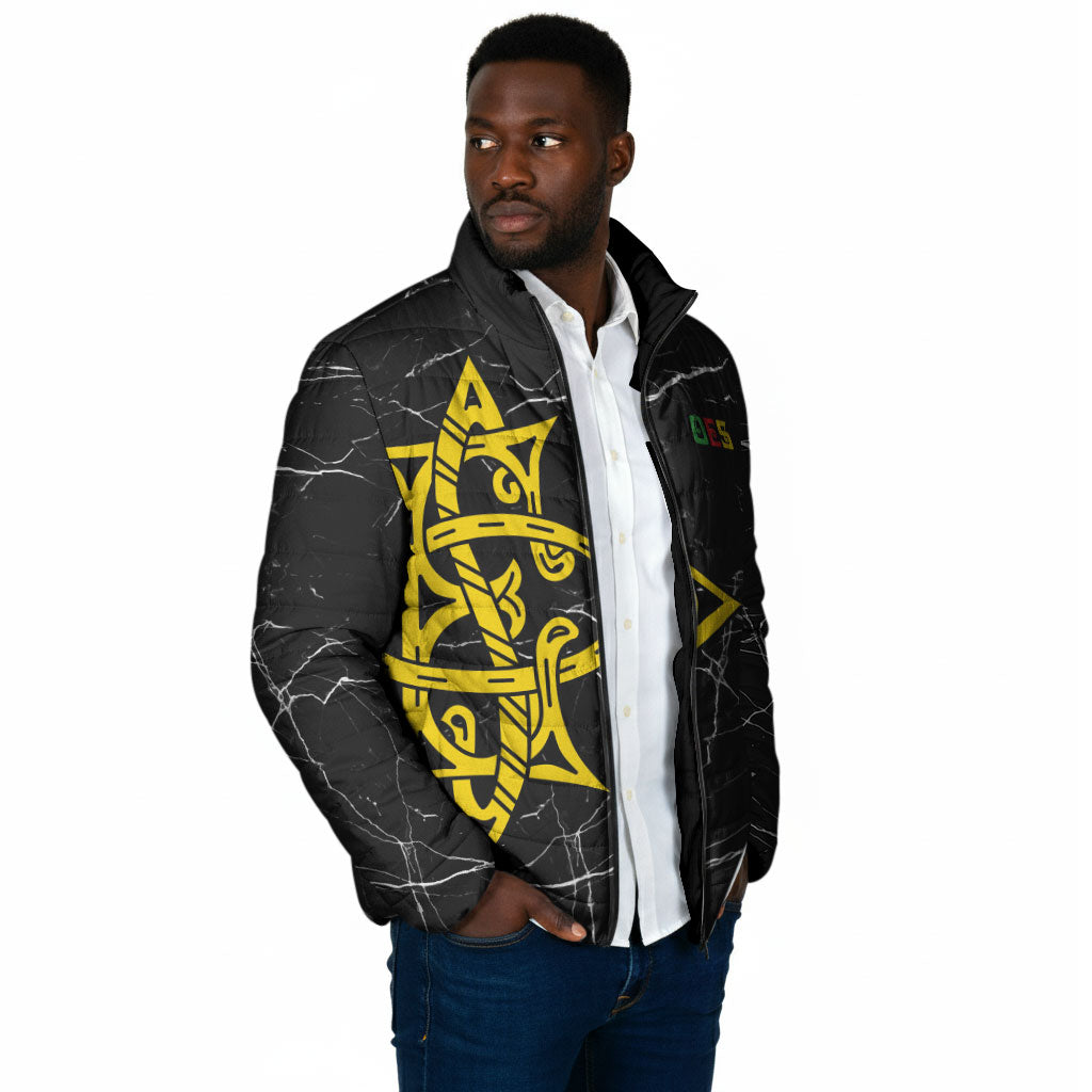 OES Order Of The Eastern Star Padded Jacket Five Pointed Star Emblem On Black Marble Texture