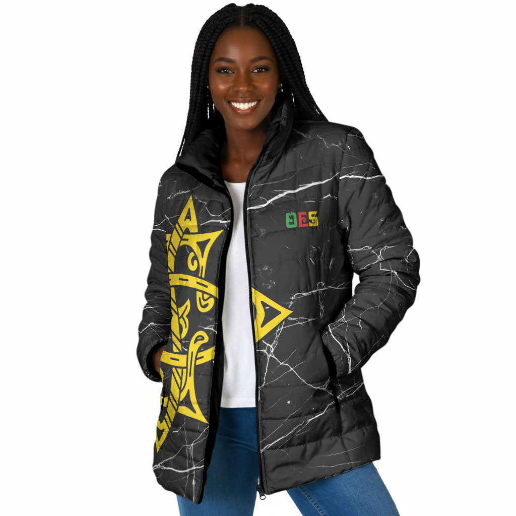 OES Order Of The Eastern Star Padded Jacket Five Pointed Star Emblem On Black Marble Texture