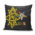 OES Order Of The Eastern Star Pillow Cover Five Pointed Star Emblem On Black Marble Texture