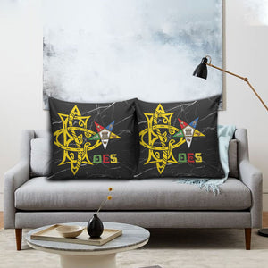 OES Order Of The Eastern Star Pillow Cover Five Pointed Star Emblem On Black Marble Texture