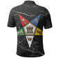 OES Order Of The Eastern Star Polo Shirt Five Pointed Star Emblem On Black Marble Texture