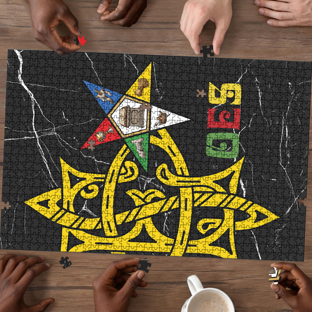 OES Order Of The Eastern Star Puzzle Five Pointed Star Emblem On Black Marble Texture