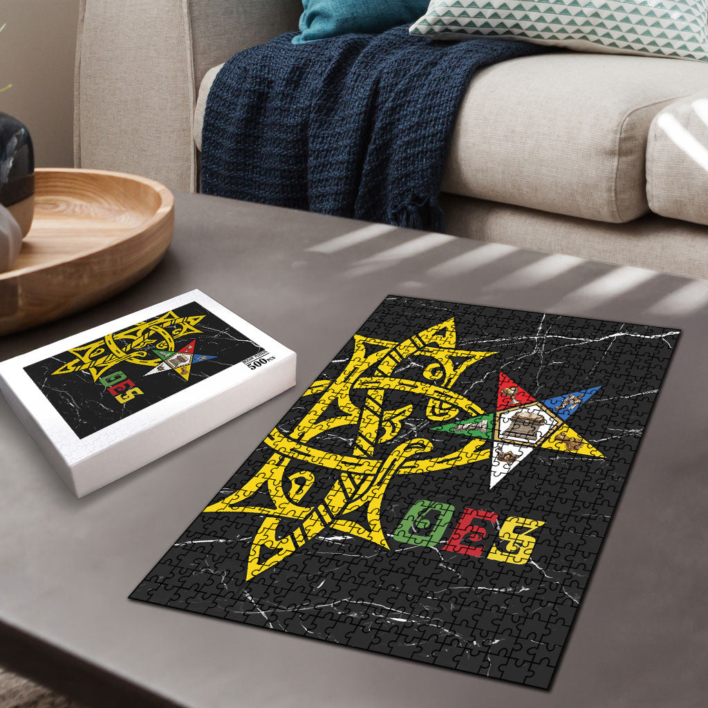 OES Order Of The Eastern Star Puzzle Five Pointed Star Emblem On Black Marble Texture