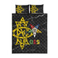 OES Order Of The Eastern Star Quilt Bed Set Five Pointed Star Emblem On Black Marble Texture
