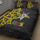 OES Order Of The Eastern Star Quilt Bed Set Five Pointed Star Emblem On Black Marble Texture
