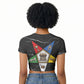 OES Order Of The Eastern Star Raglan Cropped T shirt Five Pointed Star Emblem On Black Marble Texture