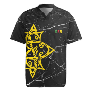 OES Order Of The Eastern Star Rugby Jersey Five Pointed Star Emblem On Black Marble Texture