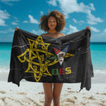 OES Order Of The Eastern Star Sarong Five Pointed Star Emblem On Black Marble Texture