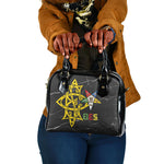 OES Order Of The Eastern Star Shoulder Handbag Five Pointed Star Emblem On Black Marble Texture
