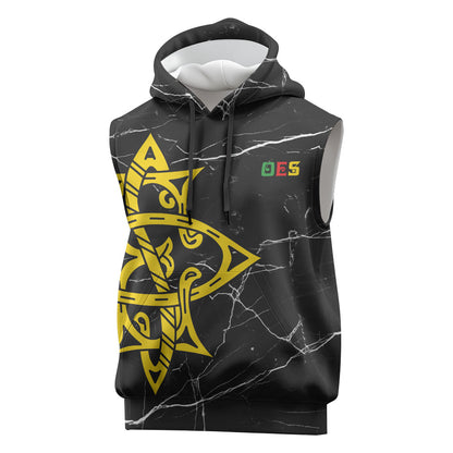 OES Order Of The Eastern Star Sleeveless Hoodie Five Pointed Star Emblem On Black Marble Texture