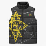 OES Order Of The Eastern Star Sleeveless Puffer Jacket Five Pointed Star Emblem On Black Marble Texture