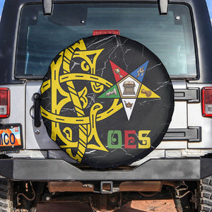 OES Order Of The Eastern Star Spare Tire Cover Five Pointed Star Emblem On Black Marble Texture