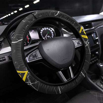 OES Order Of The Eastern Star Steering Wheel Cover Five Pointed Star Emblem On Black Marble Texture
