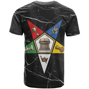 OES Order Of The Eastern Star T shirt Five Pointed Star Emblem On Black Marble Texture