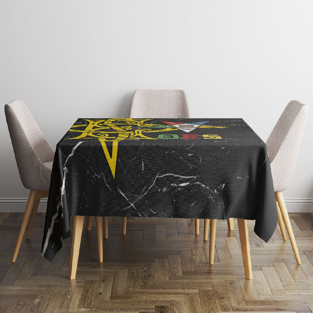 OES Order Of The Eastern Star Tablecloth Five Pointed Star Emblem On Black Marble Texture