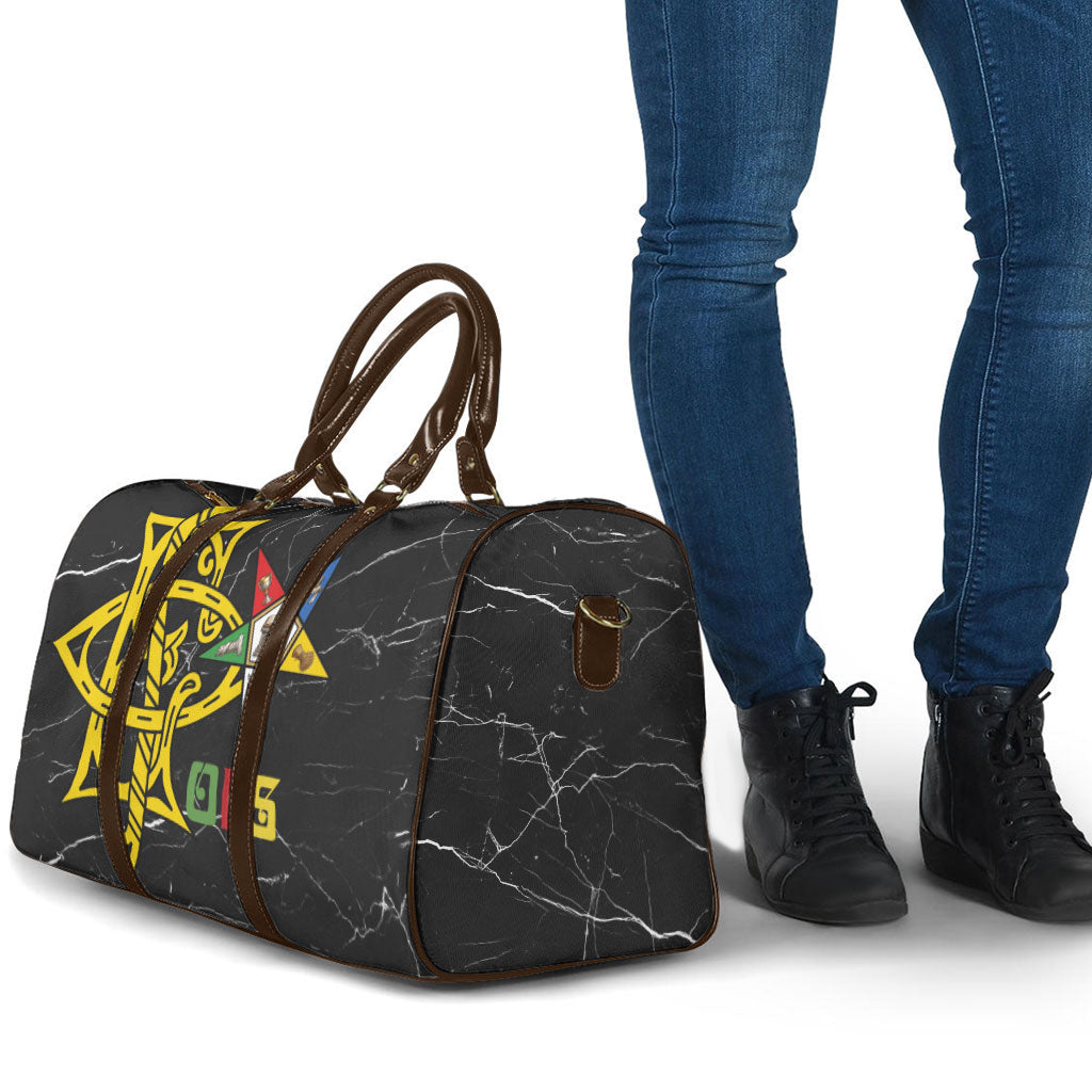 OES Order Of The Eastern Star Travel Bag Five Pointed Star Emblem On Black Marble Texture